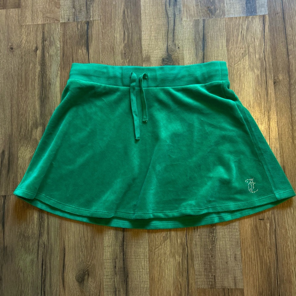 NWT Juicy Couture Green Velvet Skater Lifestyle Skirt Velour Womens Size S